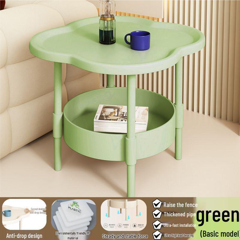 Современный минималистичный кремовый прикроватный столик с четырехлистником и изогнутой поверхностью для хранения