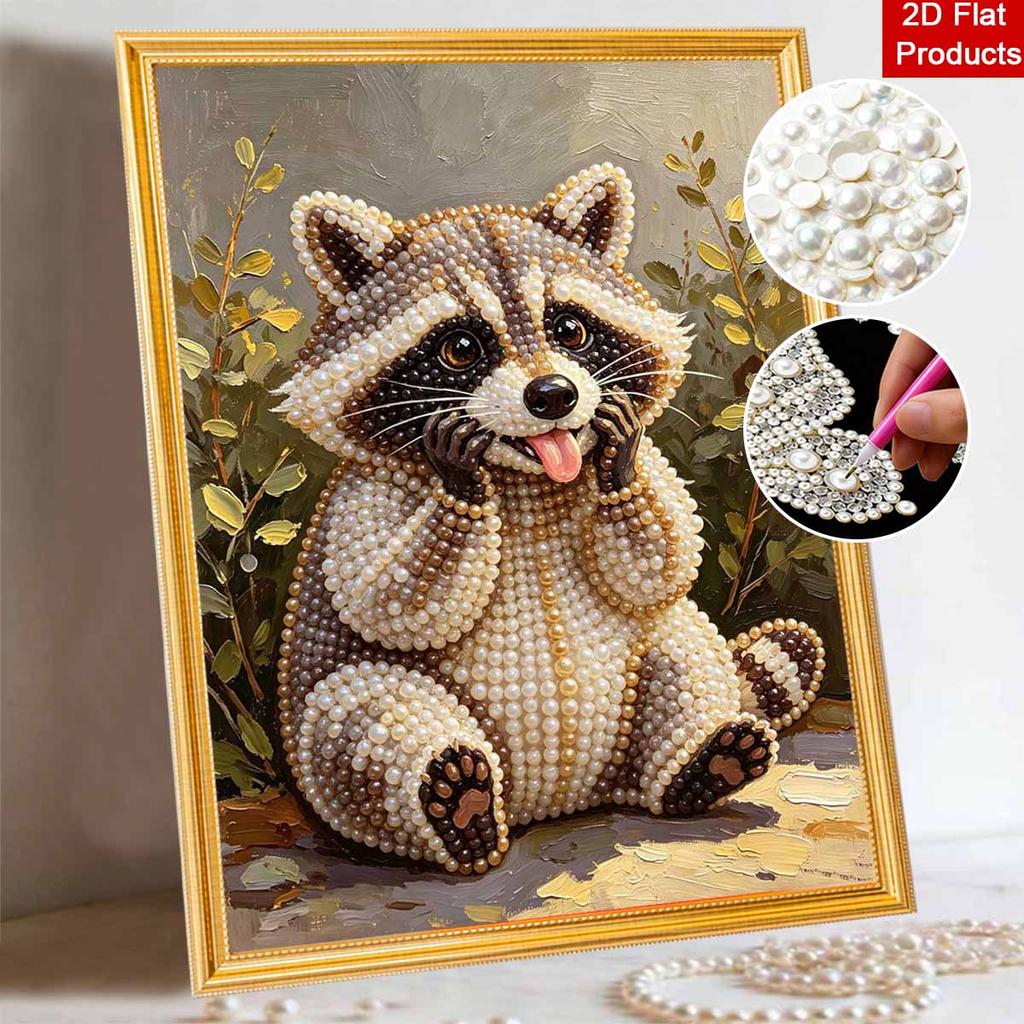 Pearl painting kit Raccoon animal portrait handmade DIY home decoration painting