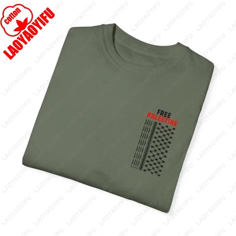 Газа Кефия Женская Футболка с Принтом Хандала Унисекс Футболки с Коротким Рукавом Минималистичный Стиль Хлопок Круглый Вырез Уличная Одежда Дышащие Топы