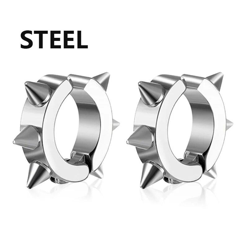 1 пара сережек-гвоздиков в стиле панк из нержавеющей стали с шипами для женщин и мужчин, зажимы для ушей, забавные уличные поп-хип-хоп, готические ювелирные аксессуары