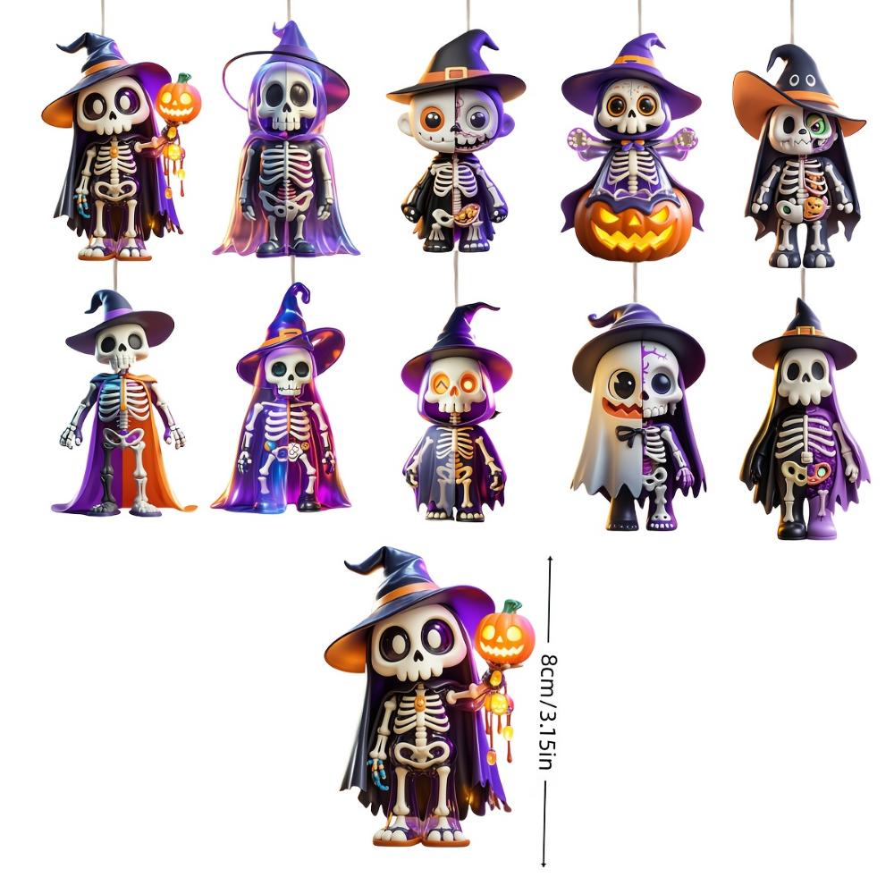 10 шт. деревянных подвесок с графическим дизайном 2D на тему Хэллоуина, украшения для Хэллоуин-вечеринок, мероприятий и семейных собраний, идеальные подарки