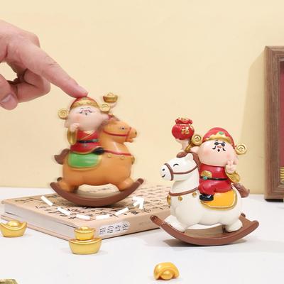 Фигурка Бога Богатства Смола Лошадка-качалка Милые Коллекционные Предметы Декоративное Настольное Украшение для Машины Стола Полки Книжной Полки Новый Год