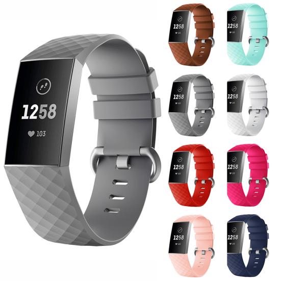 Replacement Silicone Rhombus Sport Watchband Wrist Strap for Fitbit Charge 3
