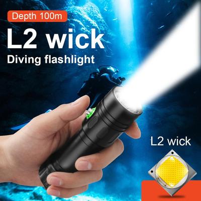 Профессиональный фонарь для дайвинга L2 Wick High Power Dive Flashlight Amphibia Hand Lamp Подводный фонарь для рыбалки