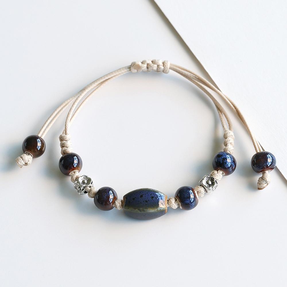 Богемный Стиль Керамические Бусины Браслет Для Женщин Мужчин Ручной Работы Плетеная Веревка Браслеты Парные Украшения Подарки Регулируемый