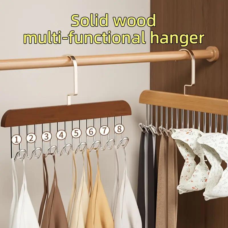 New 1 PCS Multi-functional Solid Wood Hanger Hook Women Storage Bra Hanger Home Belt Hanger Durable 8 Hooks Rack Closet Clothes Organizer