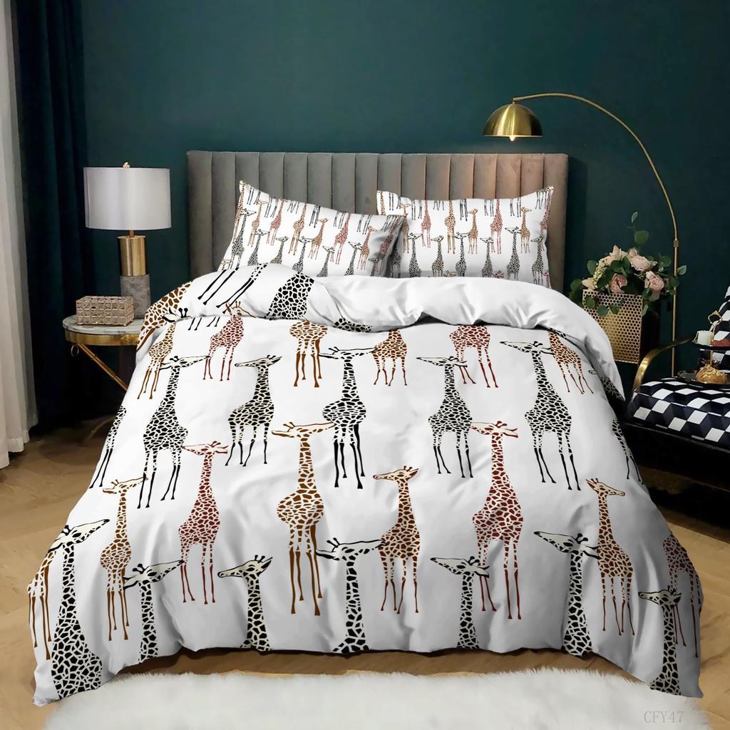 Giraffe Elk 3D Digital Printing Quilt Cover Bed Three-Piece Set Minimum Order