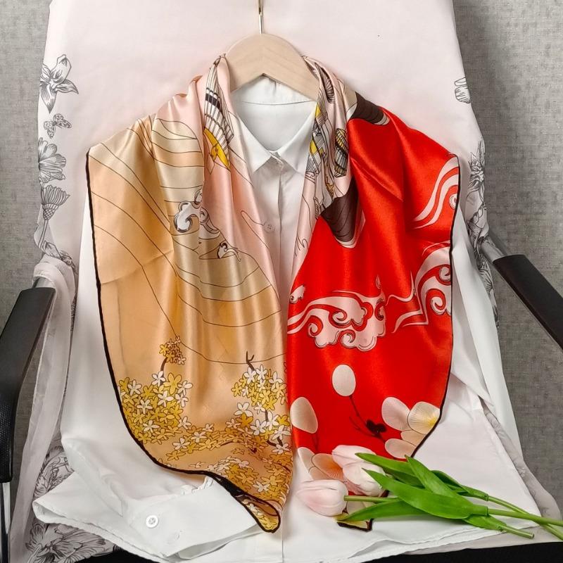 Spring and Autumn Thin Silk Scarf Women's Mulberry Silk 90 Square Scarf Versatile Fashion Shirt with Shawl Silk Scarf