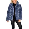 2025 Women's Faux Fur Coat With Leopard Print Collar - Winter Wool Blend Jacket, Fashion Animal Print Notch Lapel Cruelty-Free Statement Outerwear