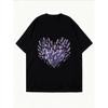Lavender Heart Print Oversized T Shirt White Floral Design For Casual Wear And Everyday Outfits