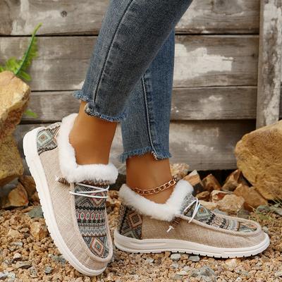 Хлопковые туфли больших размеров женские 2025 осень/зима новые с круглым носком на шнуровке хлопковые ботинки на плоской подошве флисовые теплые хлопковые туфли женские