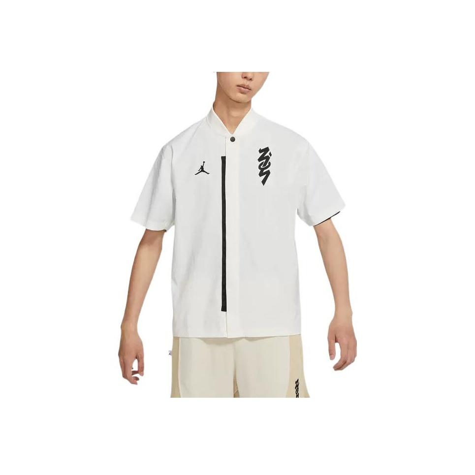 Jordan FW22 Однотонная рубашка с короткими рукавами на молнии с логотипом, мужские топы, белые DR2173-133