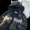 Winter Tide Brand New Devil Retro Casual Hooded Warm Cotton Men's and Women's High Street Joker Couple Coat Jacket