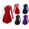 Figure Ice Skating Dress for Kids Girls Fashion Long Sleeve Shiny Rhinestone Skating Dance Dress