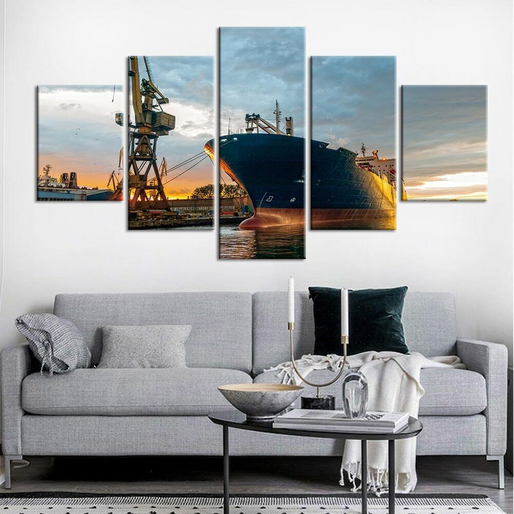 5 шт., транспортная лодка, корабль, порт, холст, картина, настенный художественный декор, 5 шт., фотографии, HD печать, без рамки, 5 панелей, современные картины