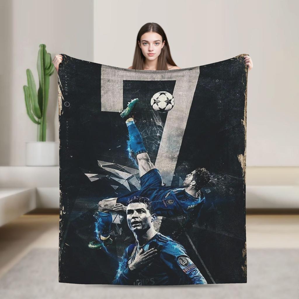 Football Legend CR7 Plush Blanket Vintage Throw Blanket for Home 125*100cm Bedspread