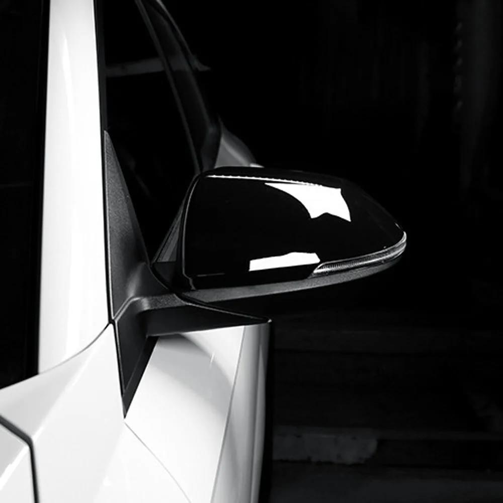 For Hyundai Kona 2024 2025 Carbon Fiber Black Rearview Mirror Cover Door Side Reverse Mirror Cap Decorative Protective Shell