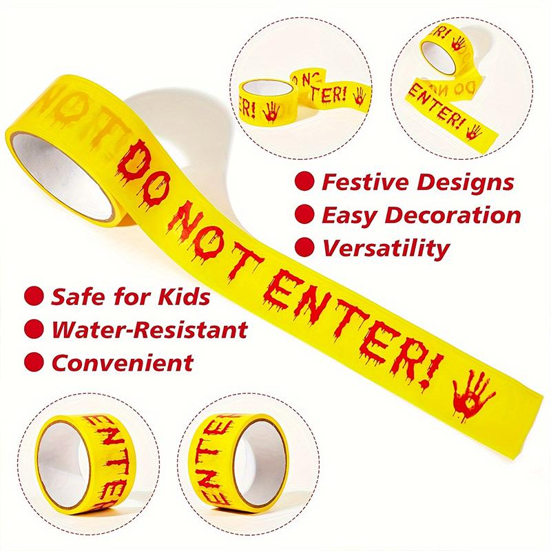 1PC DIY Warning Barrier Tape Halloween Party Safety Tape Haunted House Decoration Tape Reusable Caution Barrier Roll 4.8cmx5m
