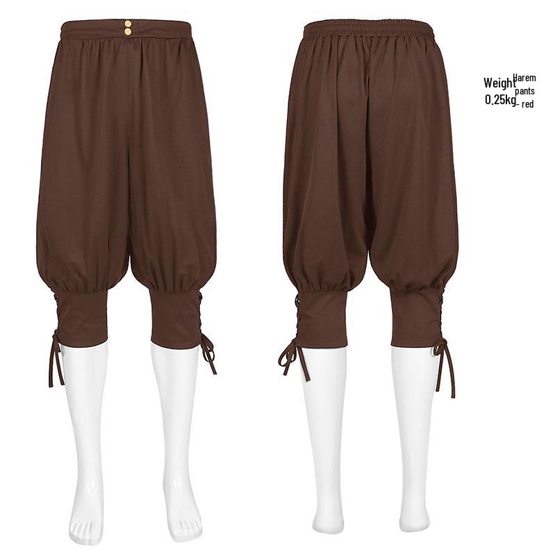 Мужские средневековые полосатые пиратские леггинсы Косплей штаны 2025