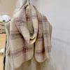 Korean Style Plaid Fleece Scarf Coldproof Winter Cashmere Shawl Elegant Curly Wool Scarf  Women