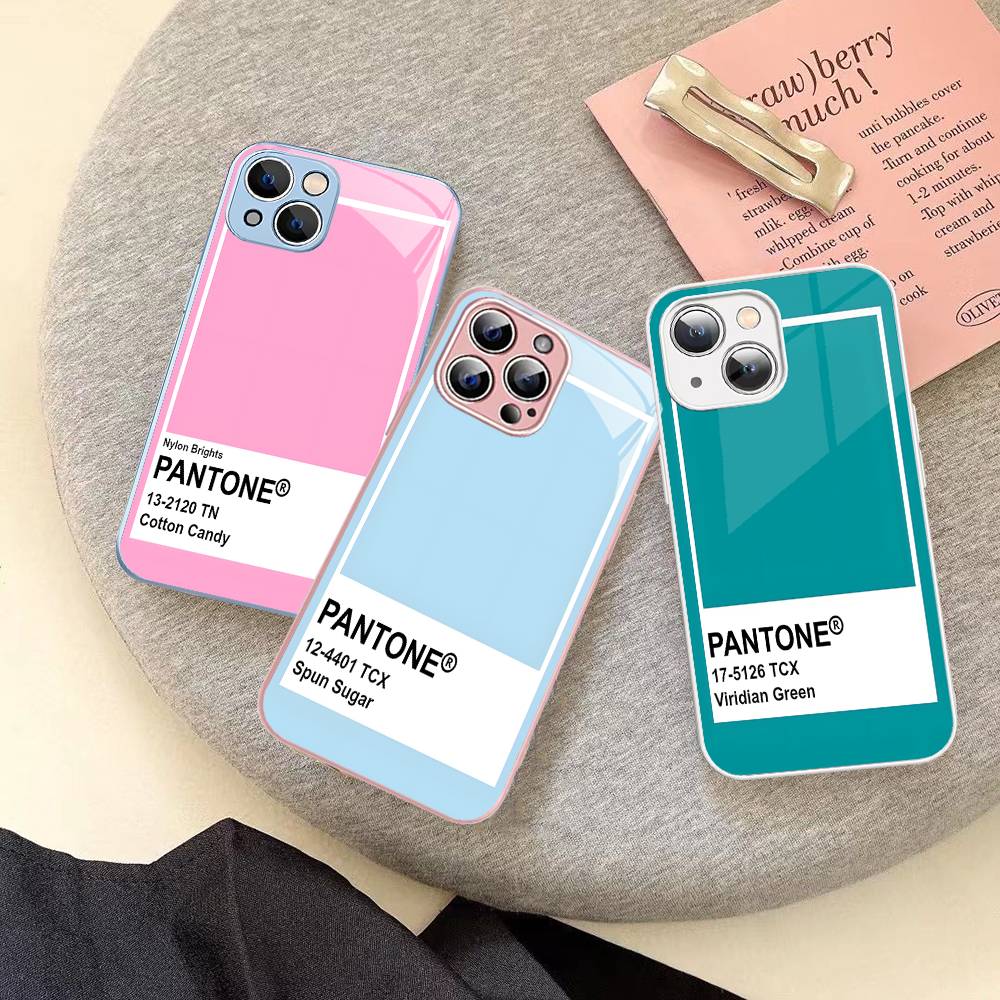 Закаленное стекло Pantone Candy Color для iPhone 14 13 12 11 Pro Mini XS MAX 14Plus X XS XR Fundas