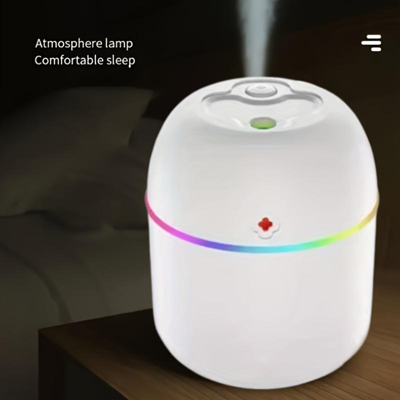 Мини настольный увлажнитель с 7-цветной LED-подсветкой, бесшумный (менее 36 дБ), идеально подходит для дома, автомобиля и офиса Белый, Розовый, Зеленый