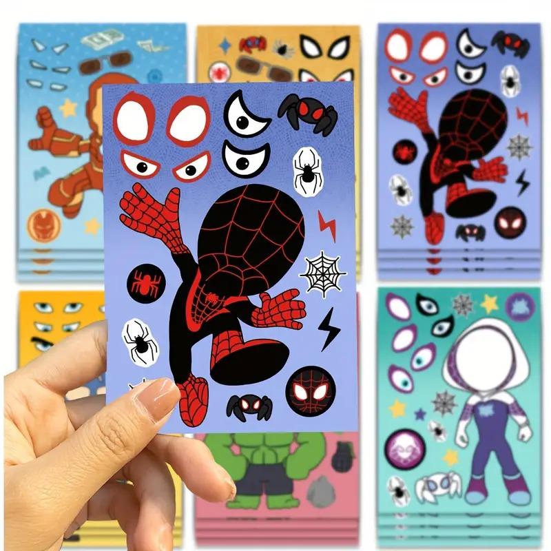 8-Sheet Marvel Face Puzzle Stickers for Scrapbooking - Self-Adhesive & Waterproof