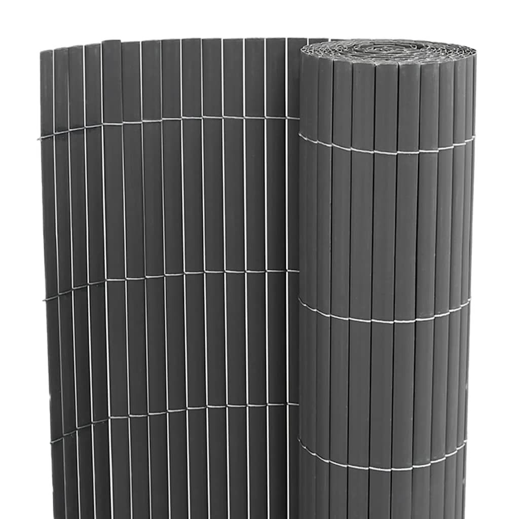 Double Sided Garden Fence Gray 1.8 x 5 m PVC