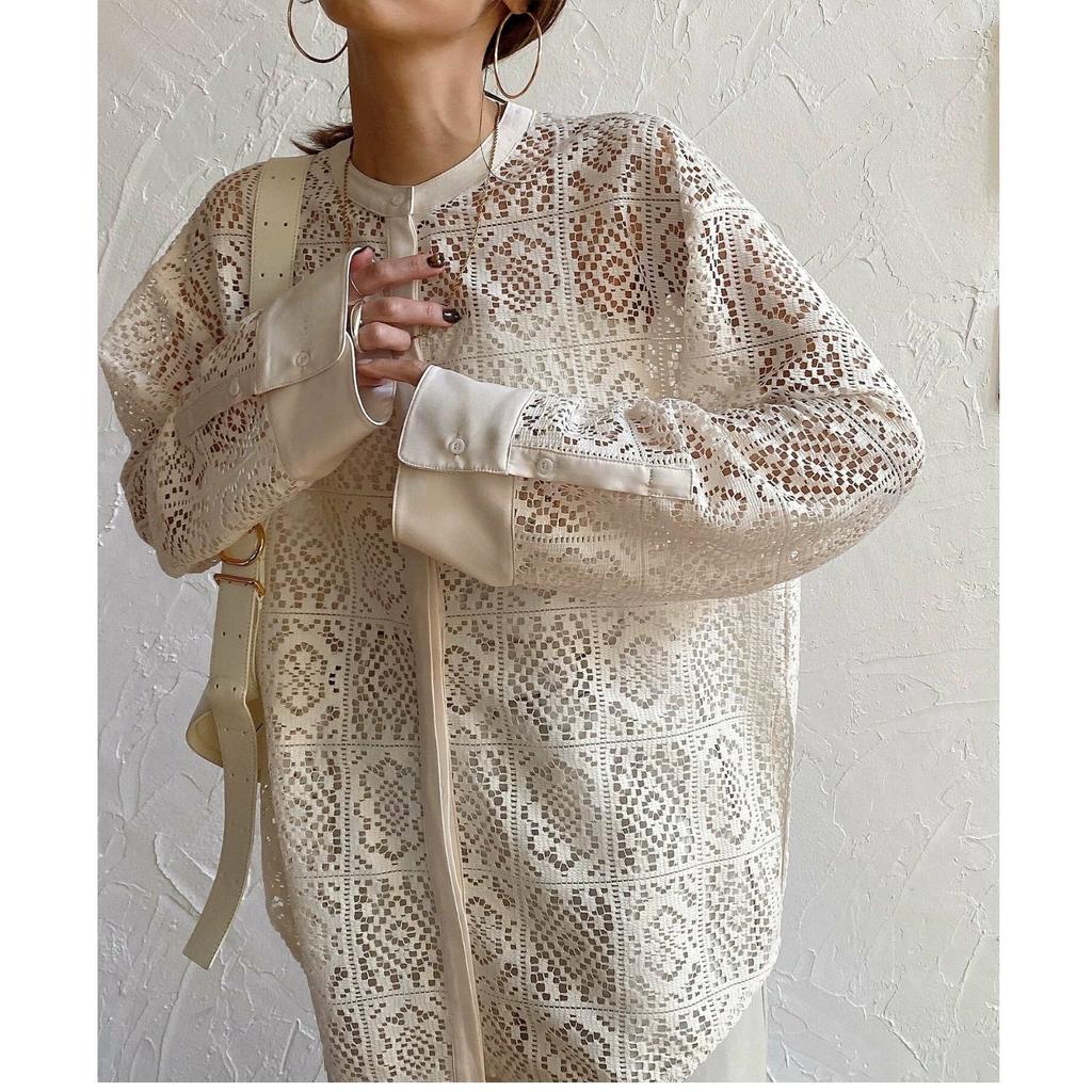 DIMANAF 2024 Весенняя рубашка женская кружевная блузка с длинным рукавом модные топы футболки свободные футболки новые белые