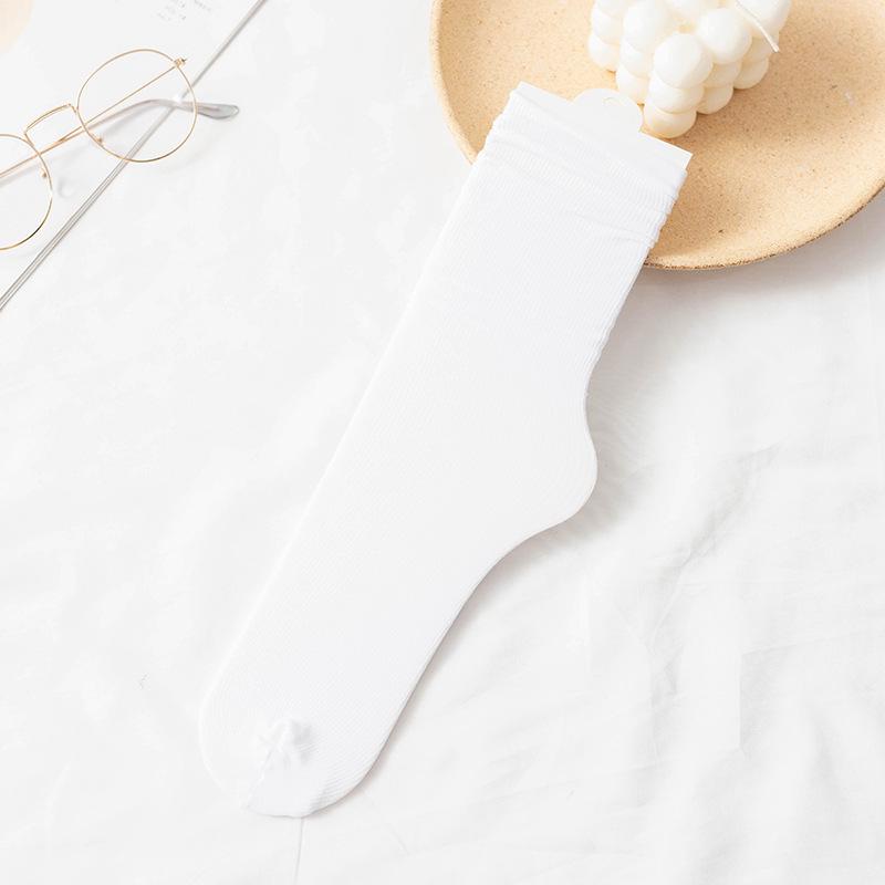 Женские тонкие носки в японском стиле с бархатным ворсом, весна-лето — модные однотонные, закручивающиеся носки средней длины для льда
