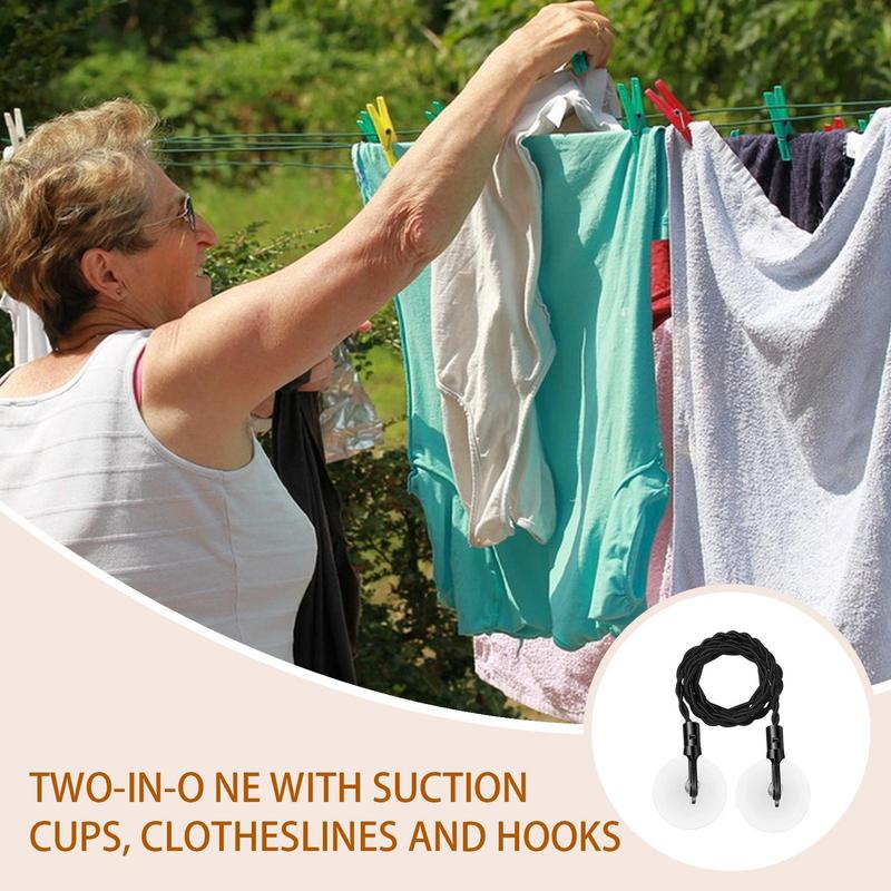 Кемпинговая бельевая веревка, бельевые веревки с прочными присосками, складной противоскользящий крючок, ветрозащитная, сверхпрочная проволока для ванной комнаты