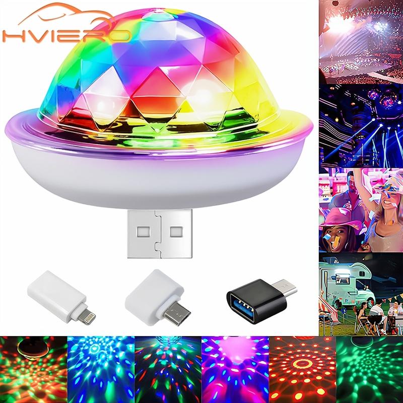 1pcs USB Dj Lantern Led Bar Night Light LED RGB Discos Stageing Projector Welcome Micro Crystal Ball Sound Party Atmosphere Lamp