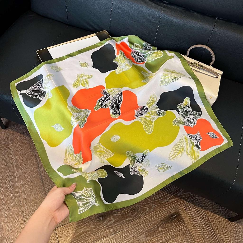 Женский шейный платок Роскошный квадратный шарф для женщин Шаль с шелковистым ощущением Сатиновый хиджаб Модные обертывания Резинки для волос Лента Повязка на голову Бандана
