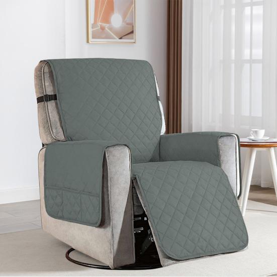 Водонепроницаемый чехол для кресла с нескользящей гранулированной боковой панелью с несколькими карманами, пылезащитный мягкий тканевый чехол для дивана-реклайнера