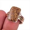 Natural Maryam Jasper Gemstone 925 Solid Sterling Silver Two Tone Ring S.9 z8Y83