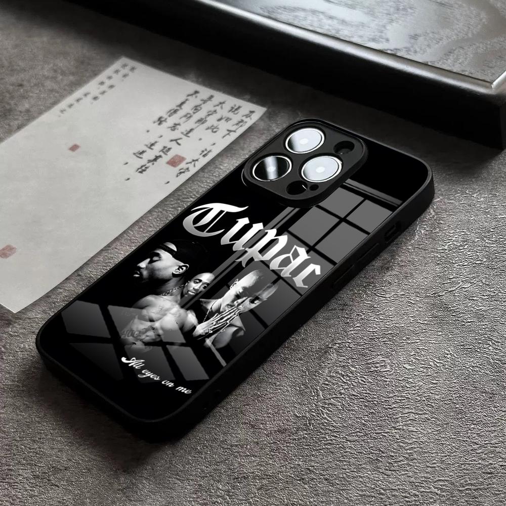 Рэпер 2pac Певец Тупак 2 Чехол для телефона Для 17 Pro Max IPhone 16 Pro 15 12 11 13 Mini X XR XS 14 Plus SE Стеклянная крышка