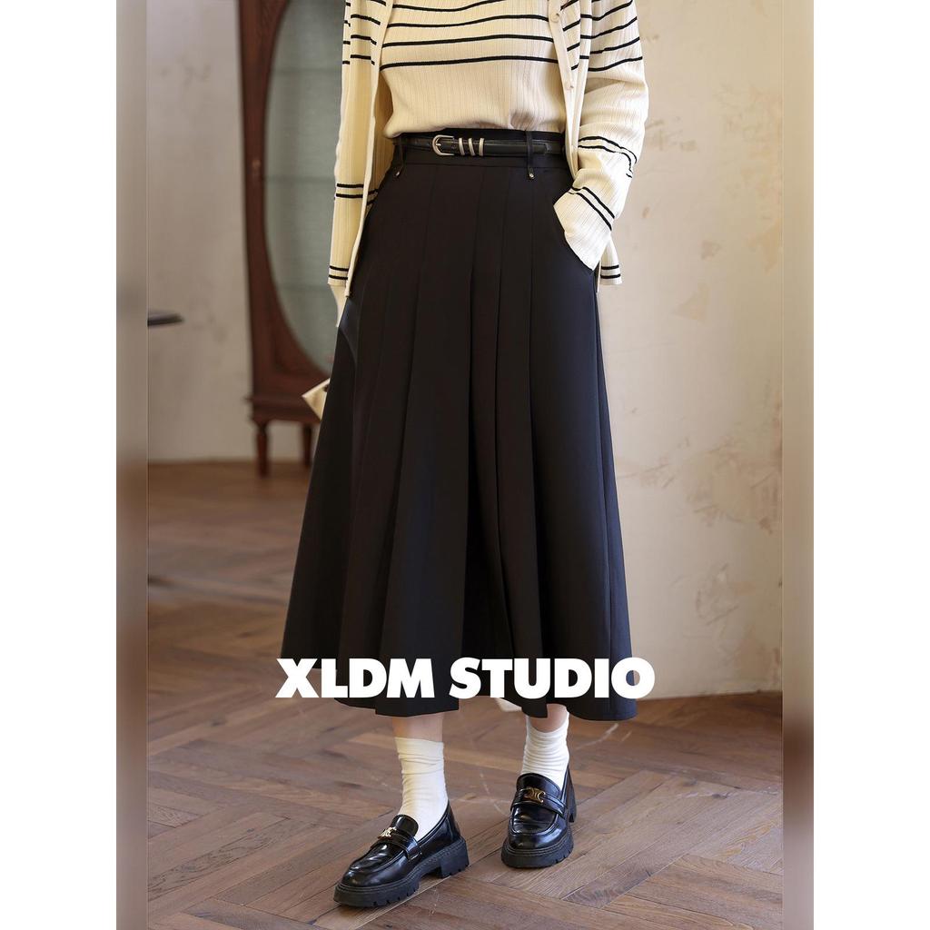 Xiao Li Plus Size Korean Style Pleated Skirt - Spring Hip-Covering, Slimming, Loose Fit for Women