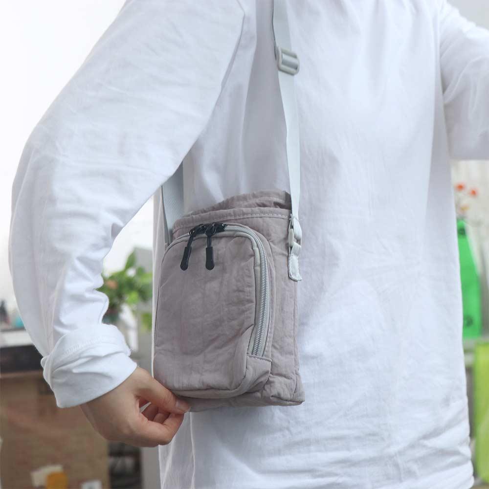 Canvas Crossbody Mobile Phone Bag Solid Color Water Cup Bag Shoulder Water Bottle Bag Mobile Phone