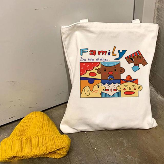 Милая, милая, мультяшная сумка для покупок, большая сумка, холщовая сумка, Harajuku, многоразовая большая вместительная сумка Kawaii, женская повседневная сумка через плечо.