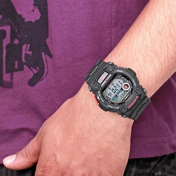 Casio Серия G-Shock Модный тренд Цветной блок Уличный Приливная Лунная фаза ЖК-дисплей Спортивные Водонепроницаемые Кварцевый механизм Ремешок из смолы G-7900-1DR