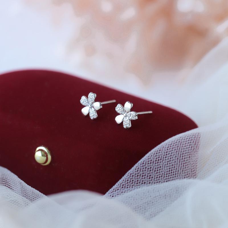 Серьги-гвоздики с цветком Женские летние серьги Niche Design Темпераментные серьги с цветущей вишней