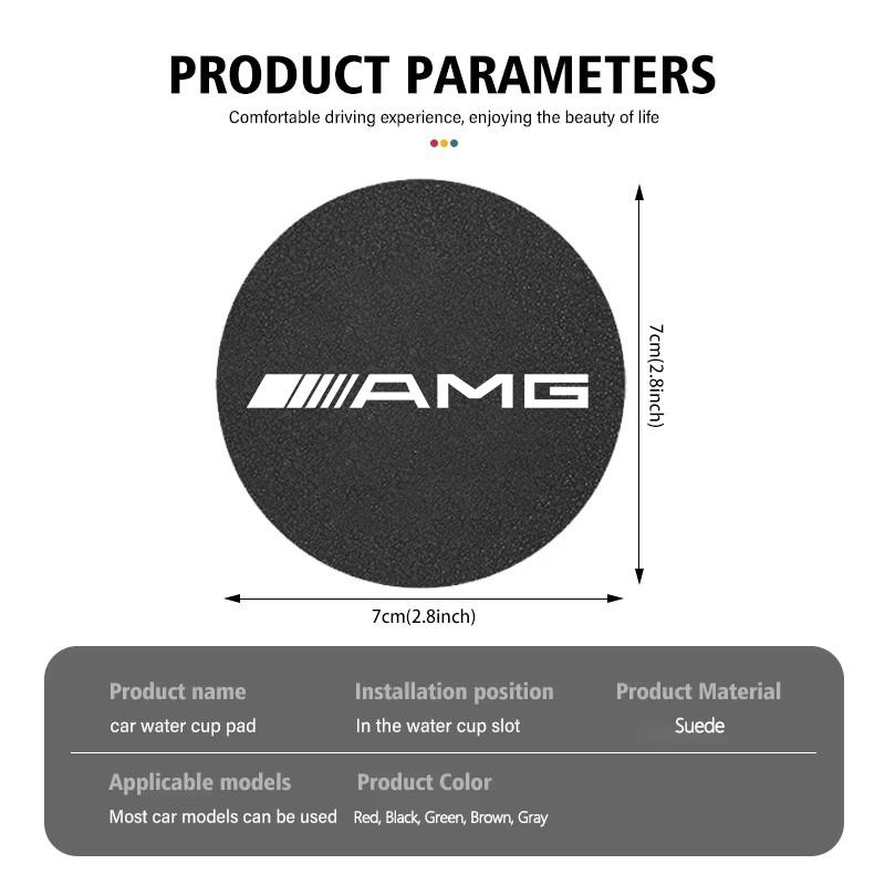 2Pcs Car Cup Mat Waterproof Anti-slip Pad Suede Coaster For Mercedes Benz AMG W203 W205 W206 W211 W220 W212 W201 W210 W108 W168  p7