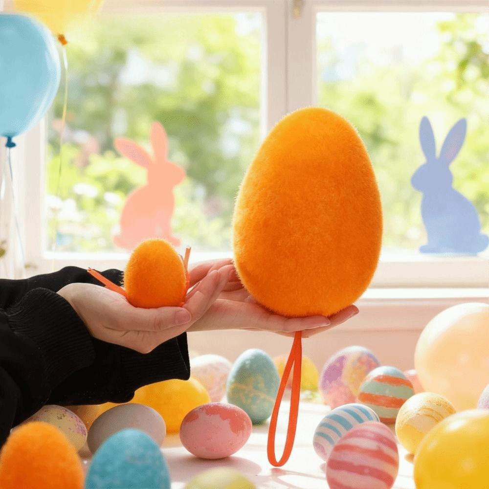 Flocking Design Easter Egg Ornament Colorful Flocking Handmade Craft  Craft Display