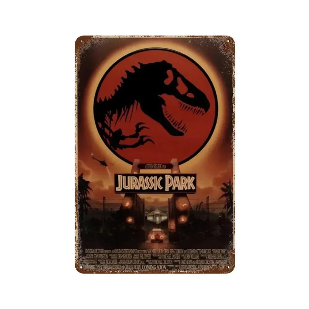 Jurassic Park Dinosaur Science Fiction Movie Sign Decor Metal Plate Poster Vintage Tin Sign Garage Man Cave Plaque Decoration