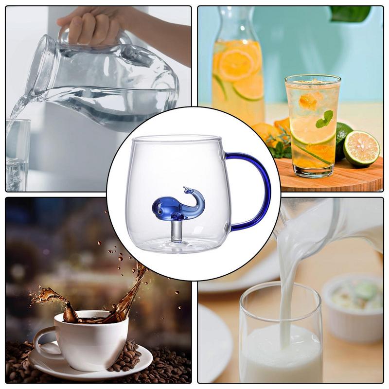 Мультяшная чашка для питья с животным 3D Милая фигурка внутри Прозрачное стекло Мультяшная фигурка дельфина кита Чайная чашка Отличный подарок для детей