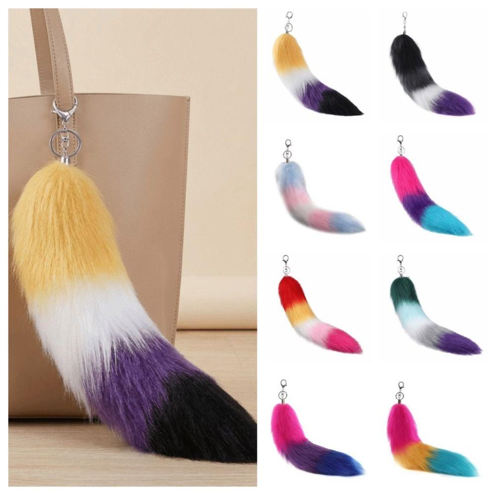 Pompoms Plush Tail Keychain Bags Charm Fur Pendant Keyring Fashion Animal Tail Keychain Bag Decor