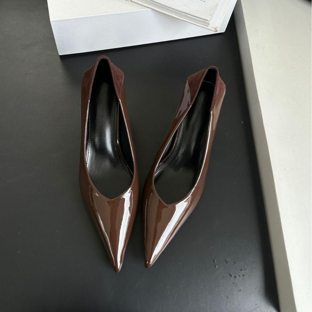 Chengdu Style Retro Single Shoes Women's Versatile Thin Heels High Heels Wear Versatile Professional Style Solid Color Light Board Women's Shoes Paten