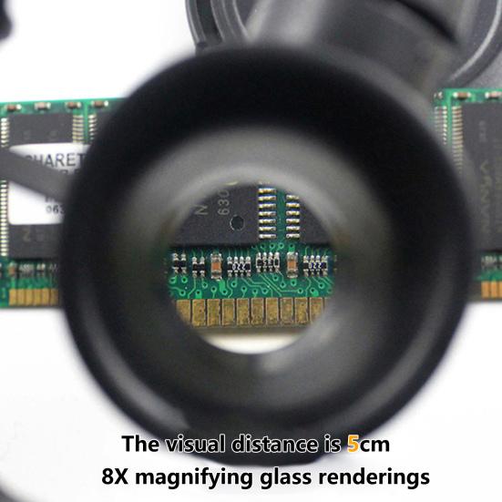 1 комплект лупы с креплением на голову, 2 светодиодных фонаря, регулируемая яркость, 8/15/23 раза, печатная плата, повязка на голову, лупа, товары для дома