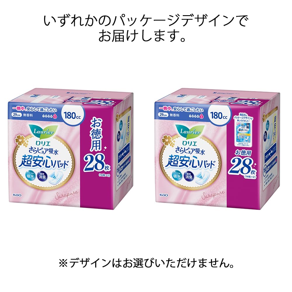 Laurier Sara Pure Супервпитывающие прокладки 28 штук Впитывающие прокладки при недержании [Большая вместимость], 180 мл, (Впитывающий уход, Прокладки)