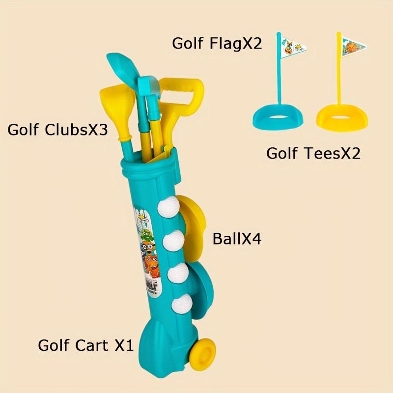 Набор клюшек для гольфа, игрушка для гольфа с 1 гольф-каром, 3 клюшками для гольфа, 4 мячами для гольфа, 2 тренировочными лунками, игрушка для игр в помещении и на открытом воздухе